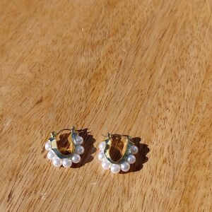 OVO Gold and White Pearl Earrings
